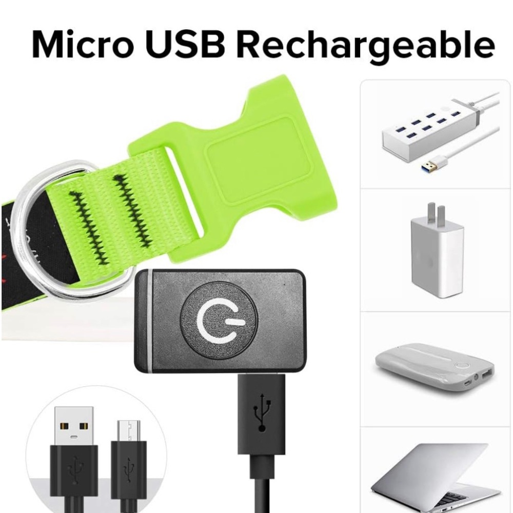 Lighted Dog Collar 3 Settings / USB Charging - Picture 2 of 9